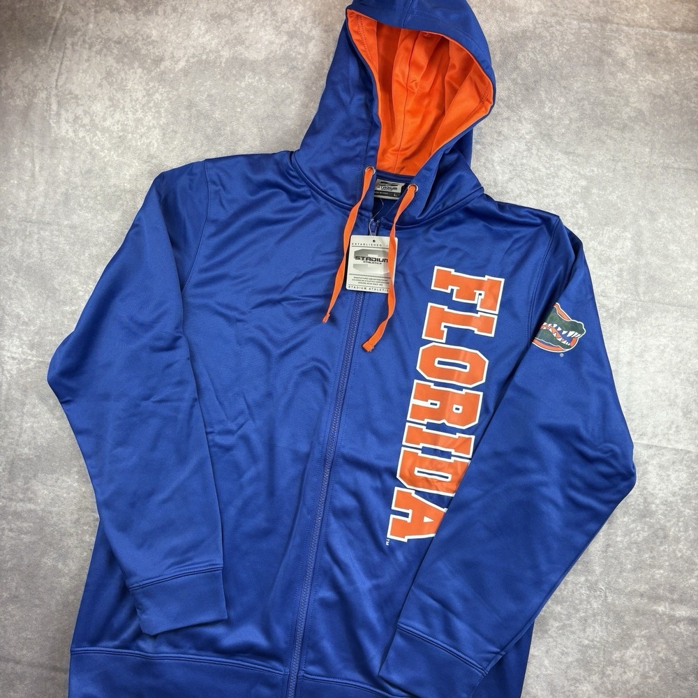 Florida Gators Sweatshirt Mens L Blue Full Zip Spell Out College Preppy NEW